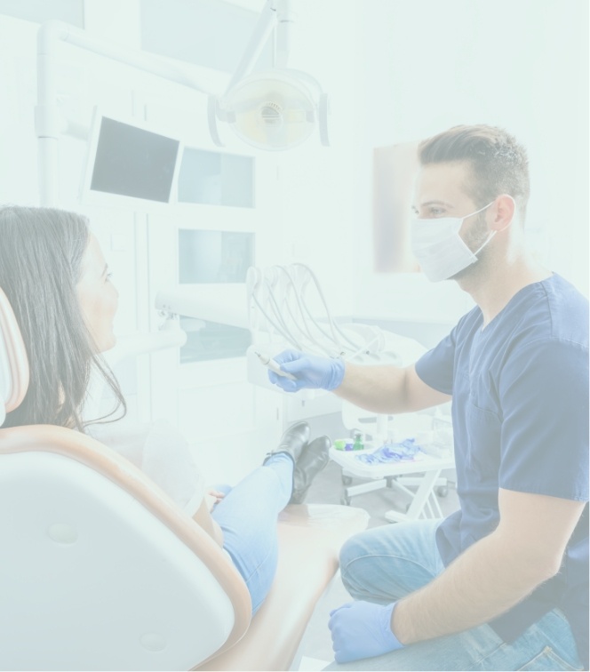 Dental patient taking to her dentist in Alvin Texas