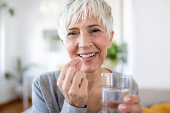 Woman taking oral conscious sedation dentistry